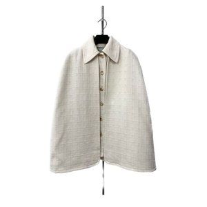 Gucci Womens Ivory Wool-Blend Cape With Button Closure & Pockets